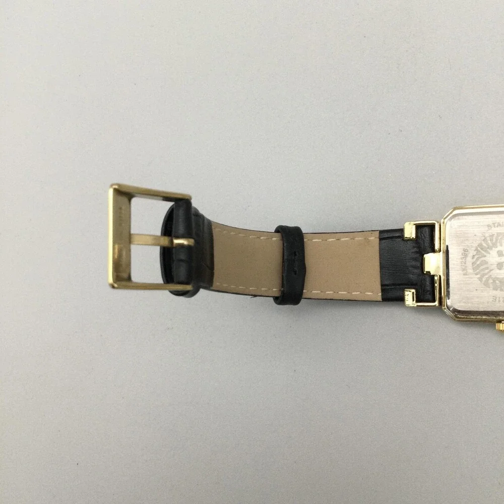 Anne Klein Womens Watch 24mm Gold Tone Crystals Leather AK/2396 New Battery